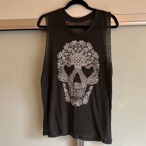 Fifth Sun - A gray skull muscle tee